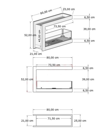 Cheminée BIOETHANOL U double face 80 cm josso-sarl-electro